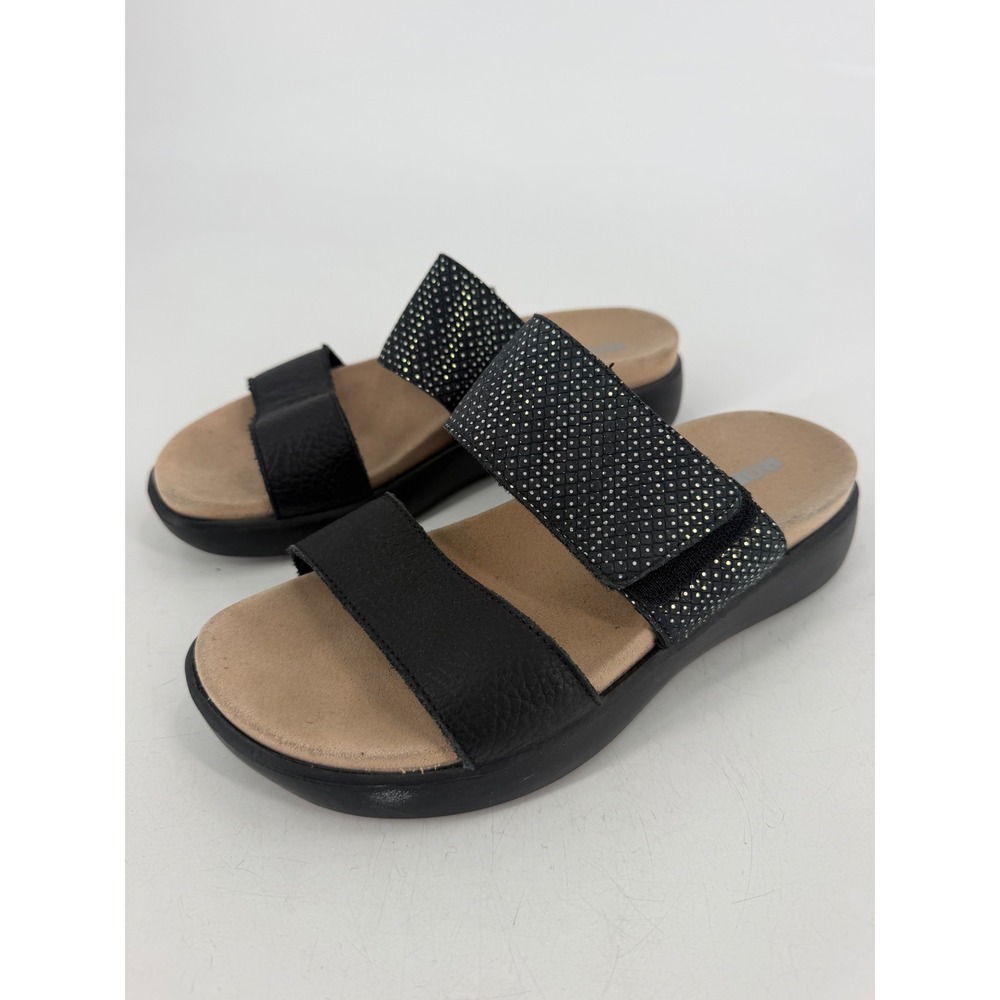 Romika Slide Sandals Womens Size 39 Black Metallic Dot Wedge Comfort Gorpcore